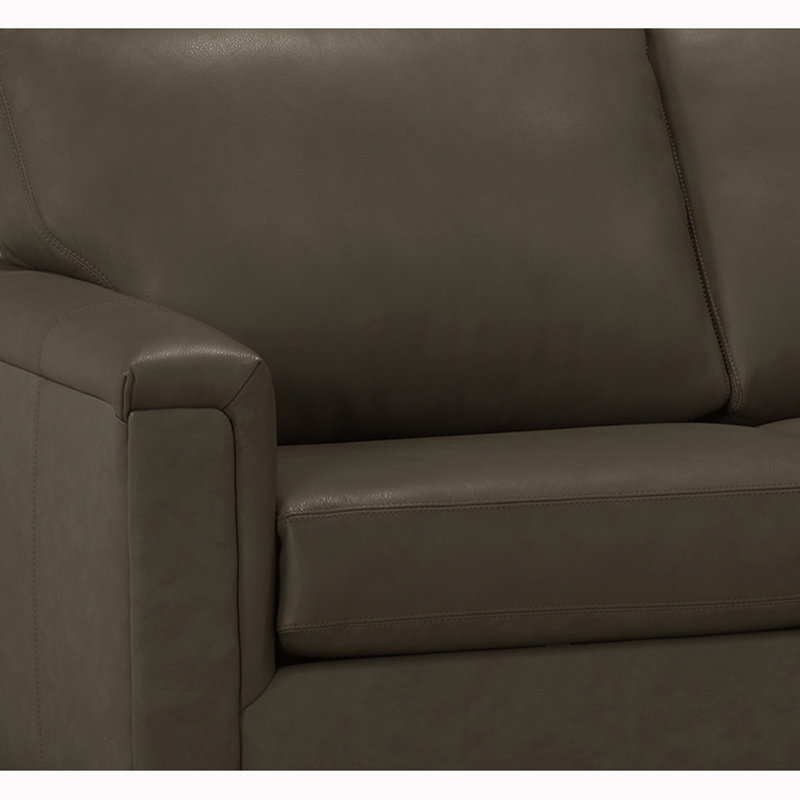 Platte Upholstered L-Shaped Sectional Right Hand Facing, Chocolate Genuine Leather