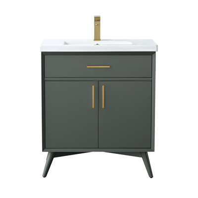 Meuble-lavabo simple 30 po avec plateau en céramique Lalena