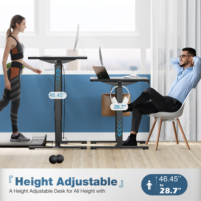 Jakyb Standing & Height-Adjustable Desks, 46.46'' H x 47.24'' W x 23.62'' D, Black