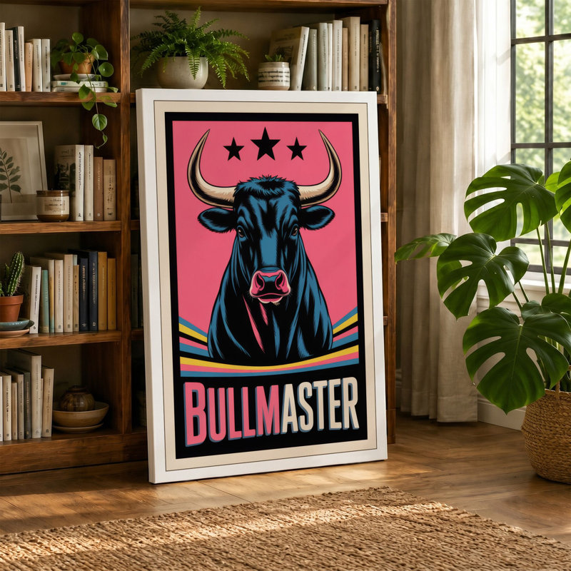 Bullmaster Poster Retro 1 Piece Wrapped Canvas Wall Art, 30x20 - 76.2 x 50.8 cm, White Border
