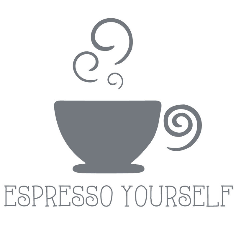 Décalcomanie murale pour expresso, H 24 po x l 29 po x P 0,01 po, Gris orage