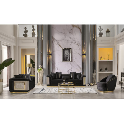 Eudes 3 - Piece Velvet Living Room Set