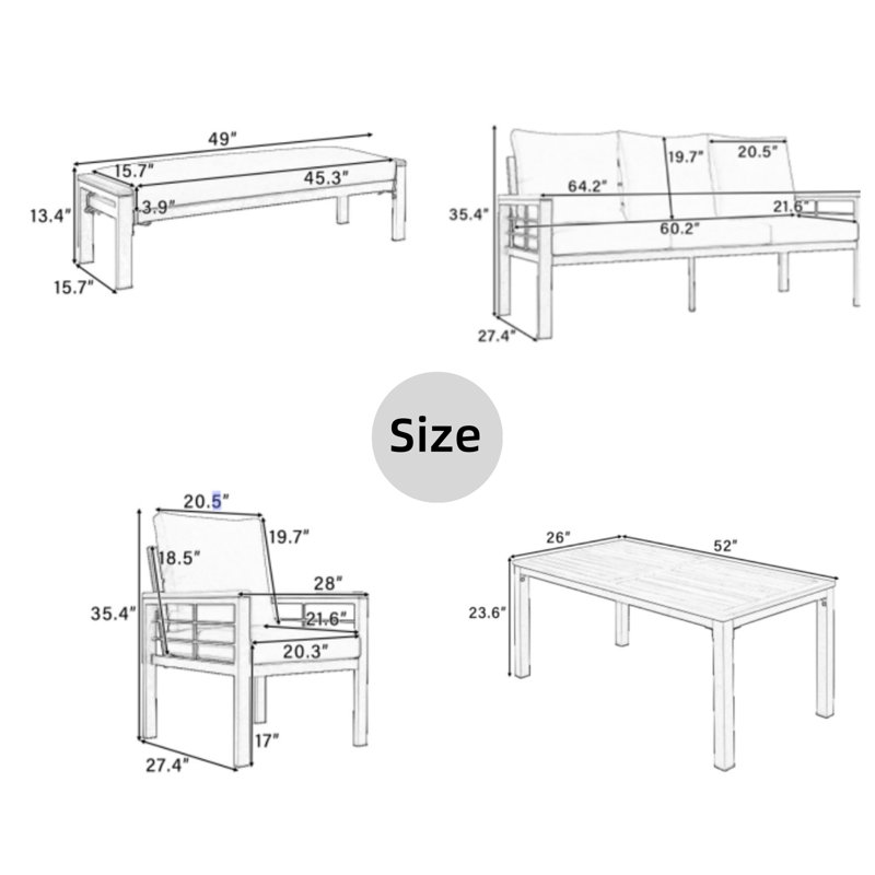 Ensemble de mobilier d'extérieur 5 pièces