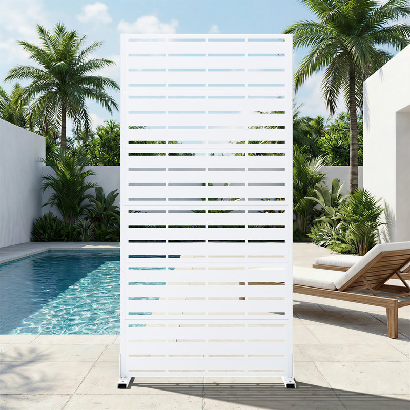 Paravent d'extérieur en métal, Blanc, H 72 po x l 35 po x P 16 po