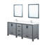 Meuble-lavabo gris foncé l 80 po x P 22 po, comptoir en quartz blanc, miroir de 30 po et protection contre les taches d'usure-1546421718