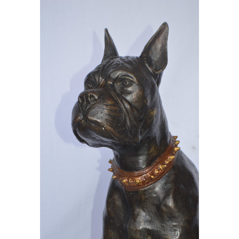 Statue de boxer en bronze - Taille: L 35 po x l 10 po x H 36 po.
