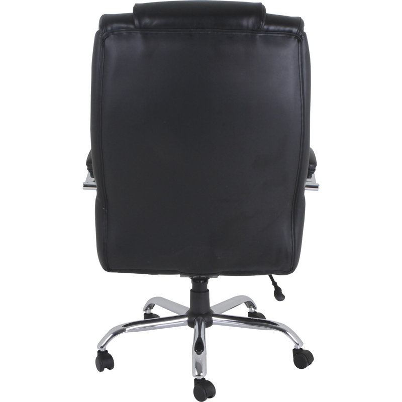 Big and Tall Black Leather Office Chair with Metal Base