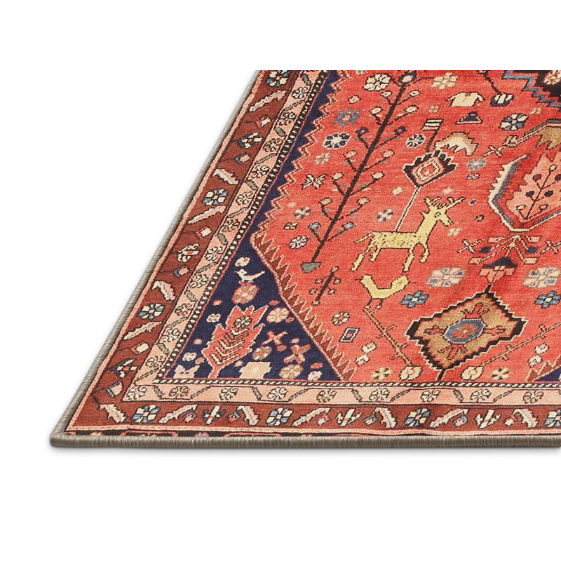 Tapis oriental rouge et bleu, Rectangle 5 pi x 7 pi