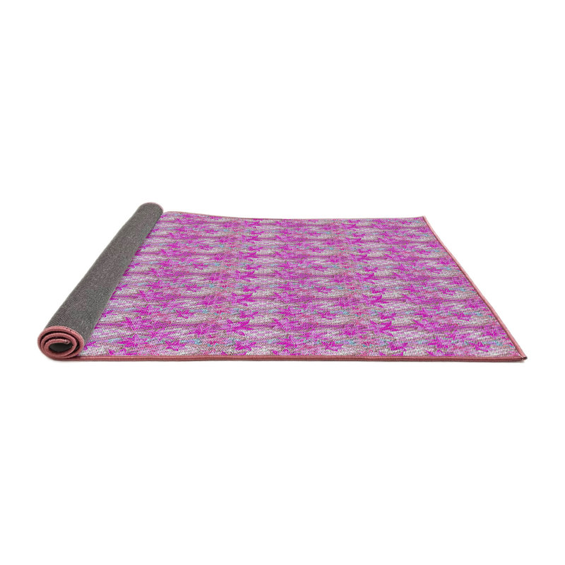 Tapis rose tissé à la machine, Rond 7 pi