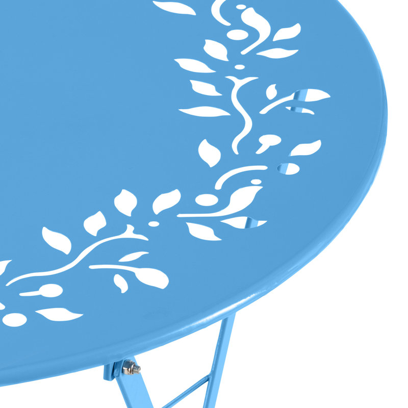 Alfreda 2 - Person Metal Patio Dining Set with Round Table, Blue