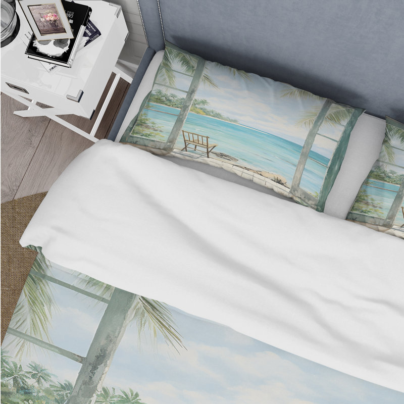 Ensemble de housse de couette Coastal Windows At The Beach II - Microfibre polyester