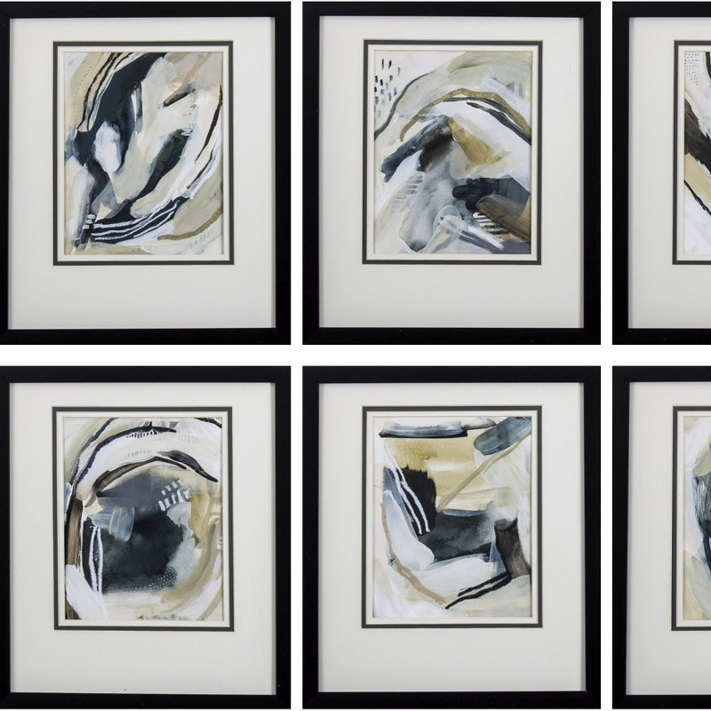 Neutre - ensemble de 6 peintures encadrées