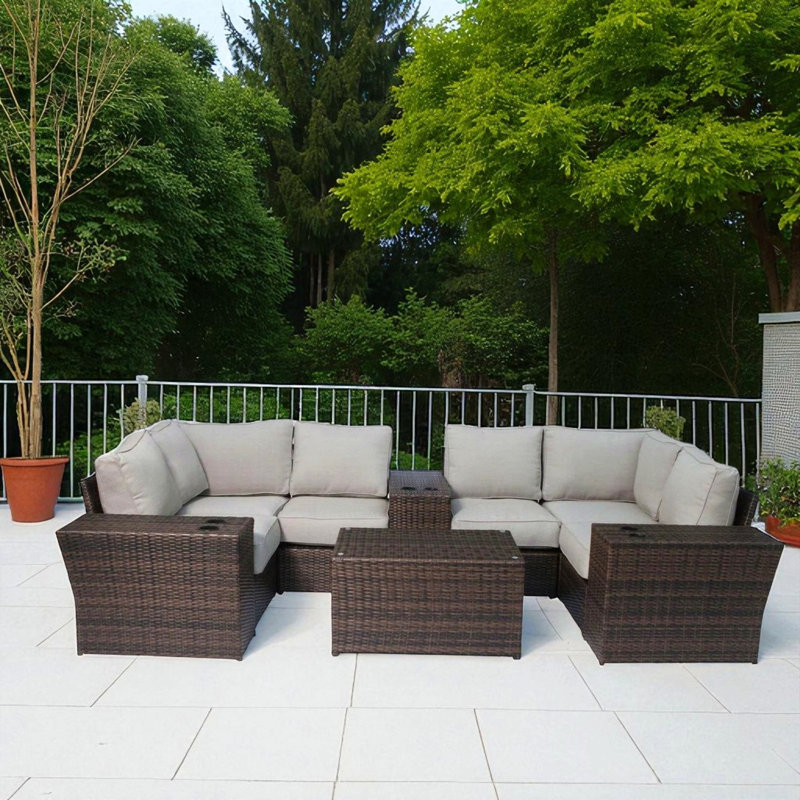 Ensemble de conversation pour 4 personnes avec coussins de patio pré-assemblés