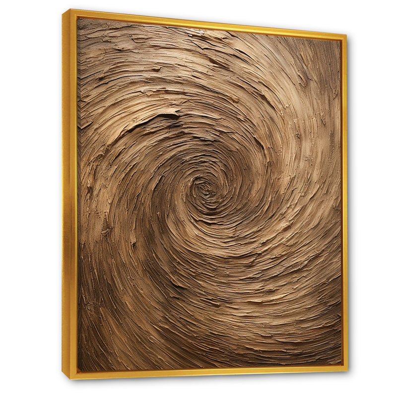 «Brown Calm Current Spiral - Abstract Spirals», art mural, salon_106074, H 32 po x l 16 po x P 1 po, Cadre flottant doré