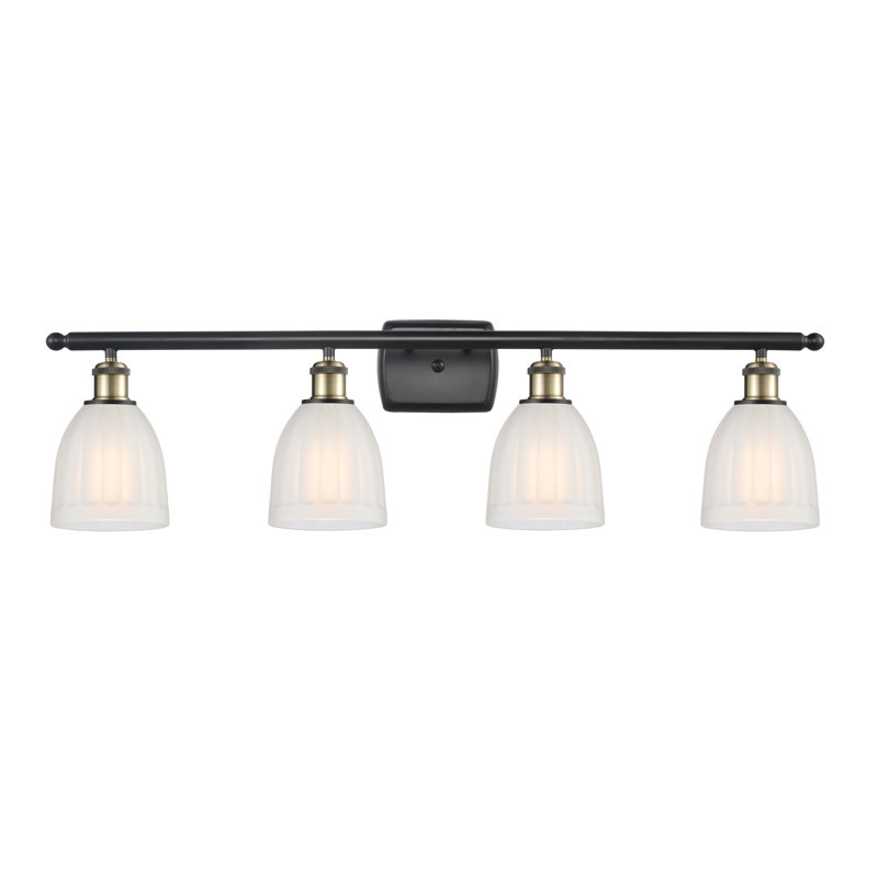 Éclairage pour salle de bain 3 lumières Dunder, Ampoule DEL 6 watts Vinage, Blanc, Laiton antique noir