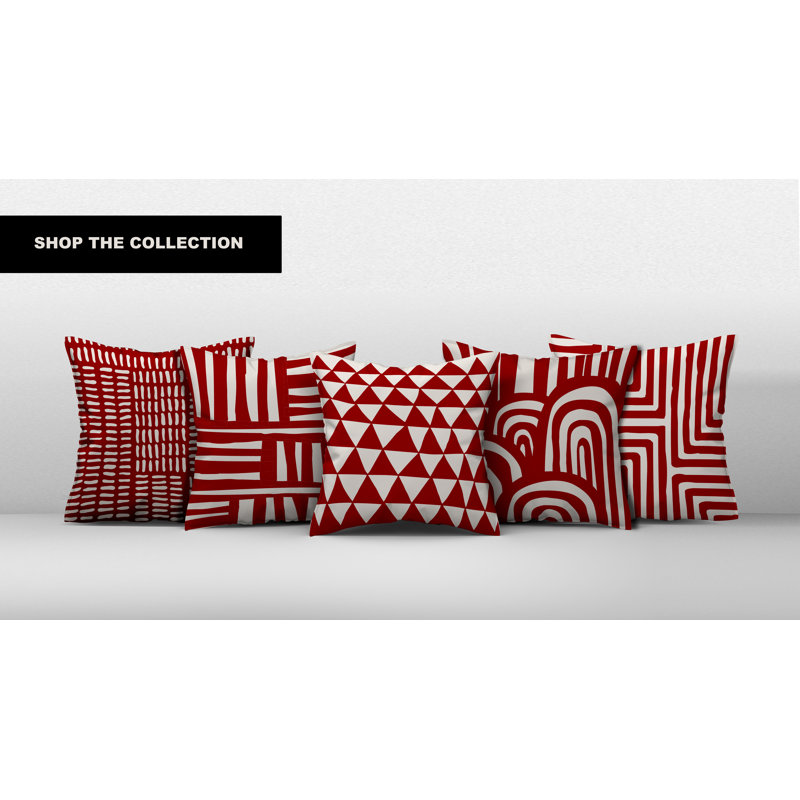 Abstract Outdoor Reversible Throw Pillow, 17W" x 17H", Red