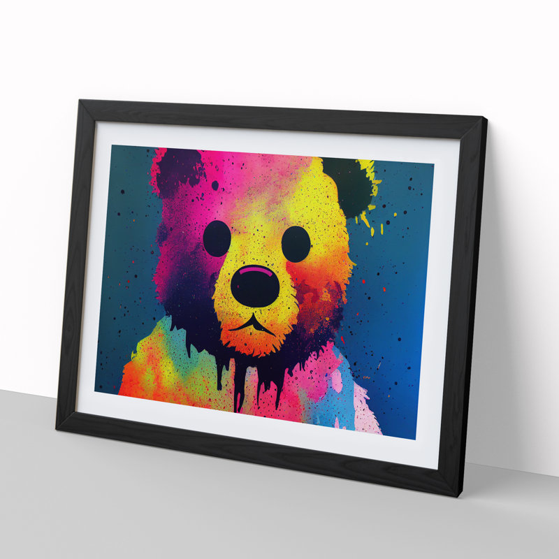 Teddy Bear Splash Vol.3 Abstract - Single Picture Frame Print, Black, 46cm H x 64cm W