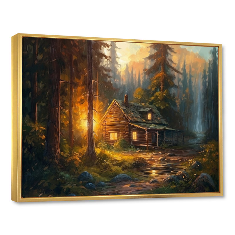 «Knutsford Forest Escape Cabin I», reproduction sur toile, H 16 po x l 32 po x P 1 po, Cadre flottant doré