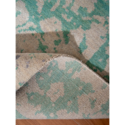 Tapis écologiques tissés à la main en laine tissée à la main - de forme rectangulaire, de couleur beige-vert, de style oriental, de tapis épais antidérapants faits à la main pour le salon, la chambre à coucher