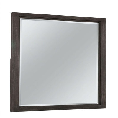 Brenda Dark Gray 40 In. W X 37.75 In. H Modern Rectangle Wood Framed Mirror