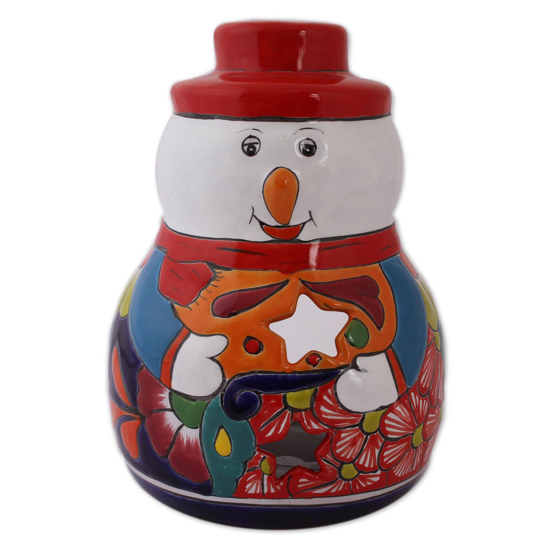 Lanterne en céramique bonhomme de neige