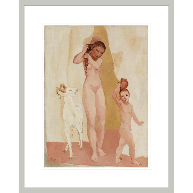 «Girl with a goat» (La jeune fille à la chèvre) par Pablo Picasso, impression giclée sur cadre, H 21,75 po x l 17,48 po