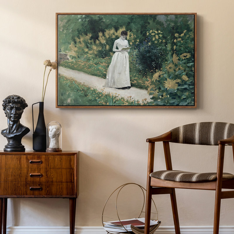 Botanique rétro - LVII, Toile encadrée noyer flottant, H 25 po x l 37 po x P 2 po