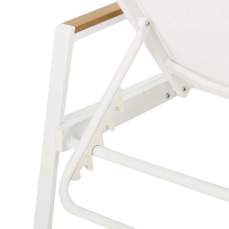 Burnam Outdoor Metal Chaise Lounge Set with Table, White