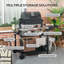 Chariot de gril avec table d'appoint pliable, support de four à pizza multifonctionnel en acier inoxydable de 46 po x 21,75 po avec trois tablettes, table de préparation des aliments mobile sur roulettes