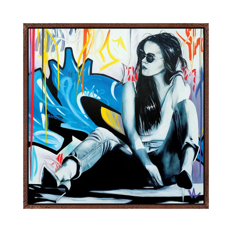 Waiting For Tomorrow by Val Escoubet - Painting on Canvas, Classic Brown Wood Framed, 66.04cm H x 66.04cm W x 3.81cm D