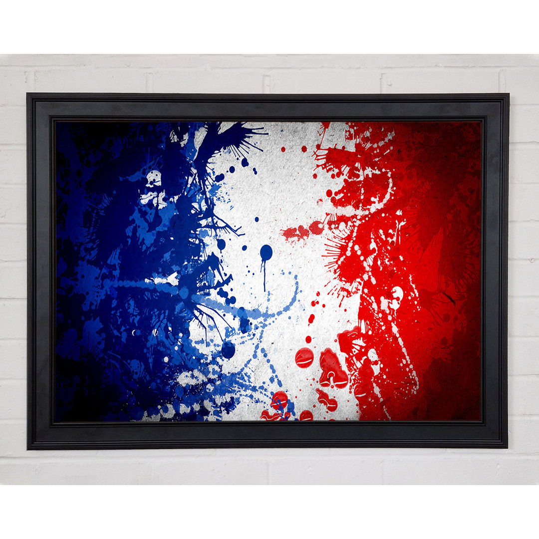 Gerahmtes Poster French Flag Grunge