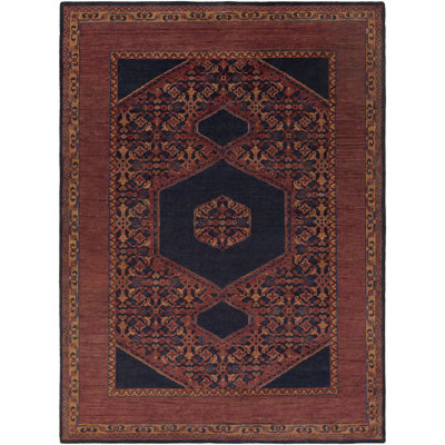 Haven Wool Oriental Area Rug in Burgundy/Navy