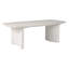 Catalina Travertine Coffee Table with Fluted Wood Base, Modern Rectangular Coffee Table for Living Room, Small Coffee Table - 52", Ivory & Tan