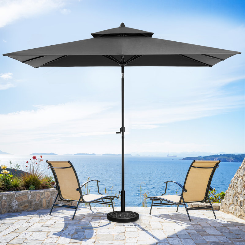 Parasol de marché rectangulaire 59 po x 106 po, base lestée incluse, Noir
