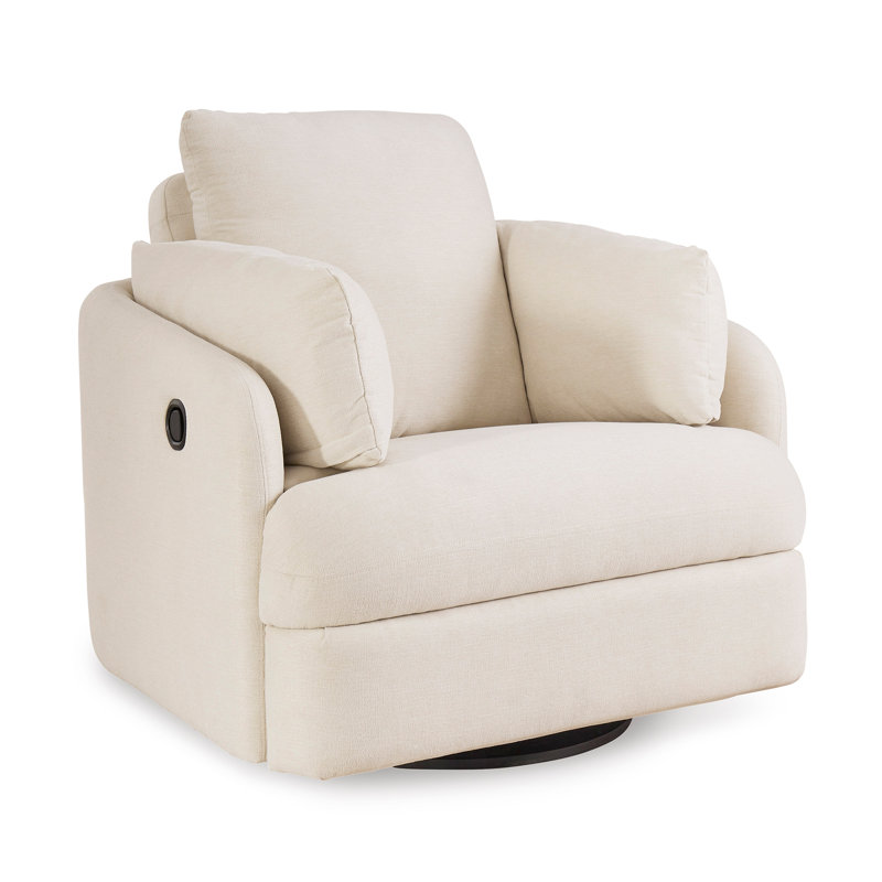 Gwenevere Upholstered Recliner, Beige Polyester