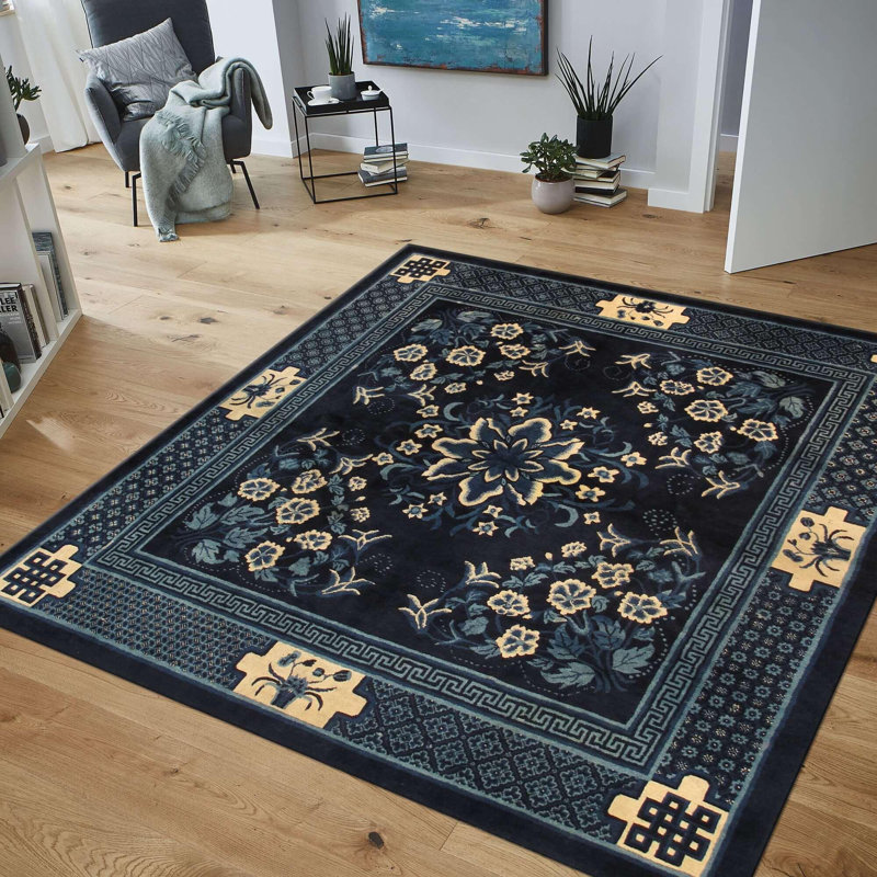 Savannha Floral Area Rug in Blue