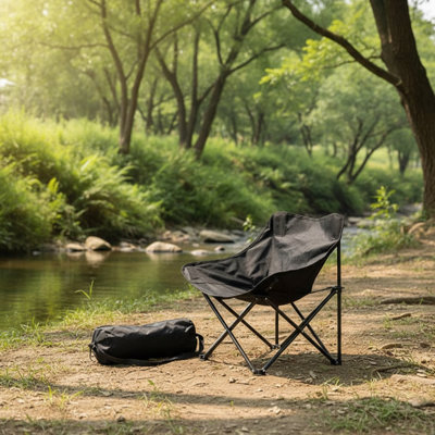 Folding Camping Chair, Ultralight Compact Camping Chair With Carry Bag, 23"D X 14.2"W X 14.2"H (Black)