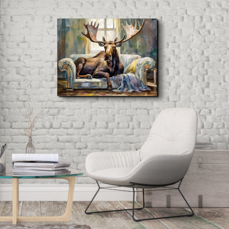 «Moose Couch» sur toile, H 20 po x l 24 po