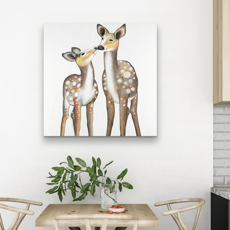 Deer with its fawn - 32"x32" art on canvas