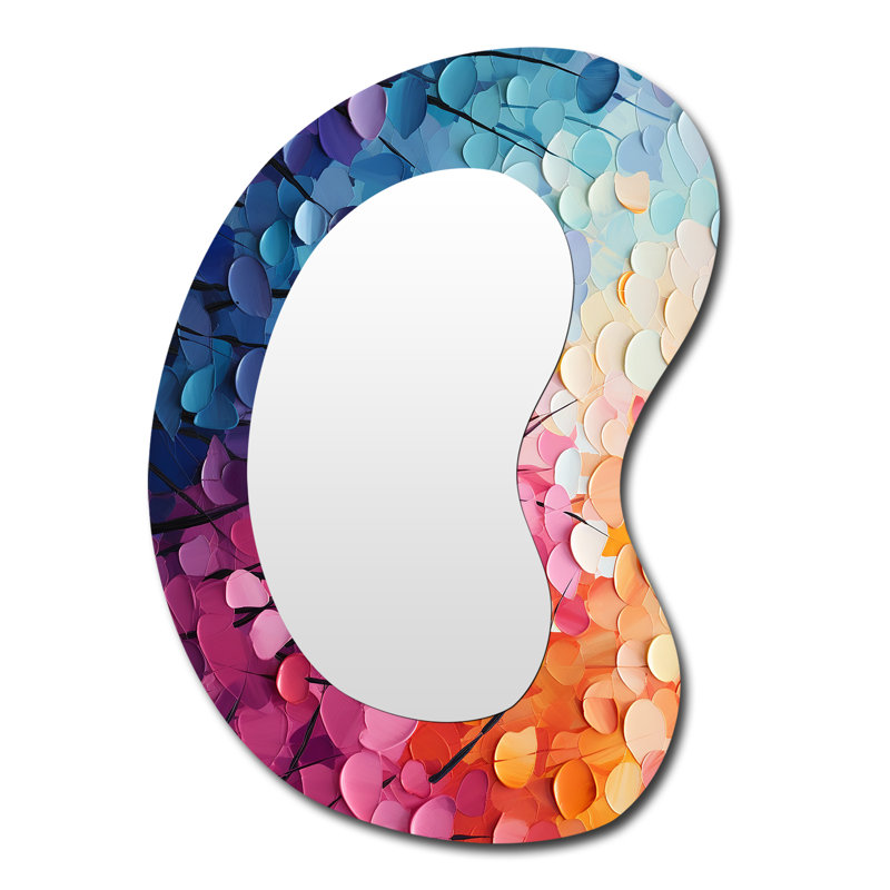Arc-en-ciel Reverie Collages IV - Collages abstraits, décoration en métal - Miroir mural moderne, 39 po x 28 po