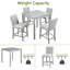 Ensemble de salle à manger 5 pièces à hauteur de comptoir avec table carrée et 4 chaises rembourrées, décor en cristal, design compact, table de salle à manger-1188104258