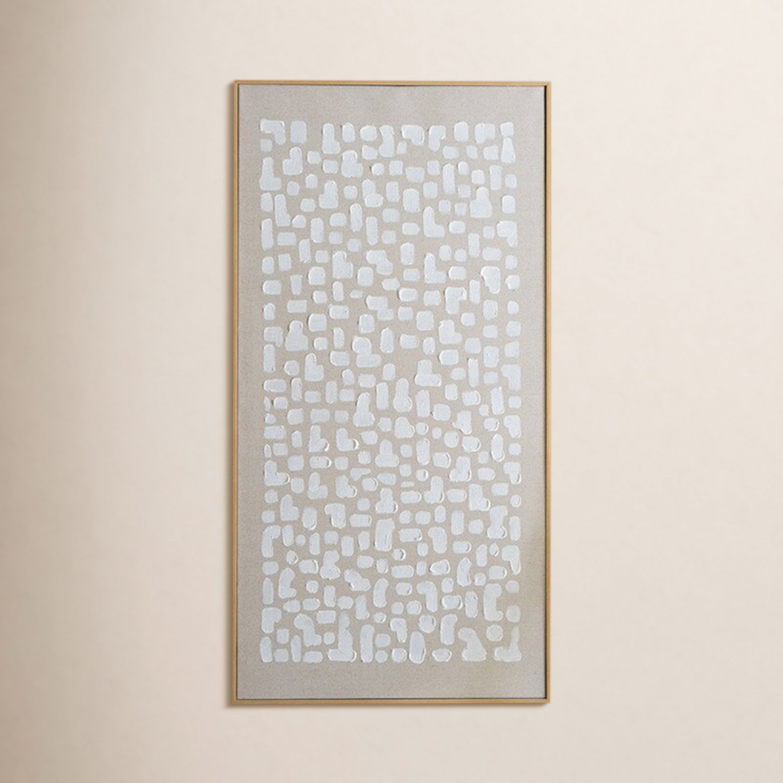 Khaki and White Abstract Framed Painting