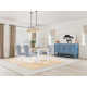 Lana Dining Set With Four Leg Table And Striped Side Chairs