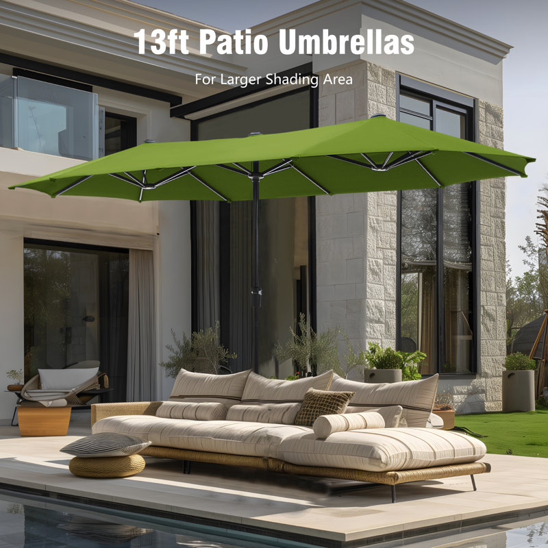 Parasol de marché rectangulaire 13 pi Aletse, Vert citron