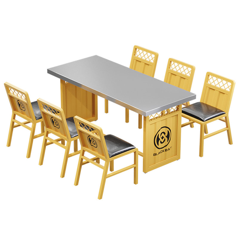 Ensemble de salle à manger rectangulaire l 27,6 po Kashlyn, Jaune, Jaune, H 29,6 po x L 63 po x l 27,6 po