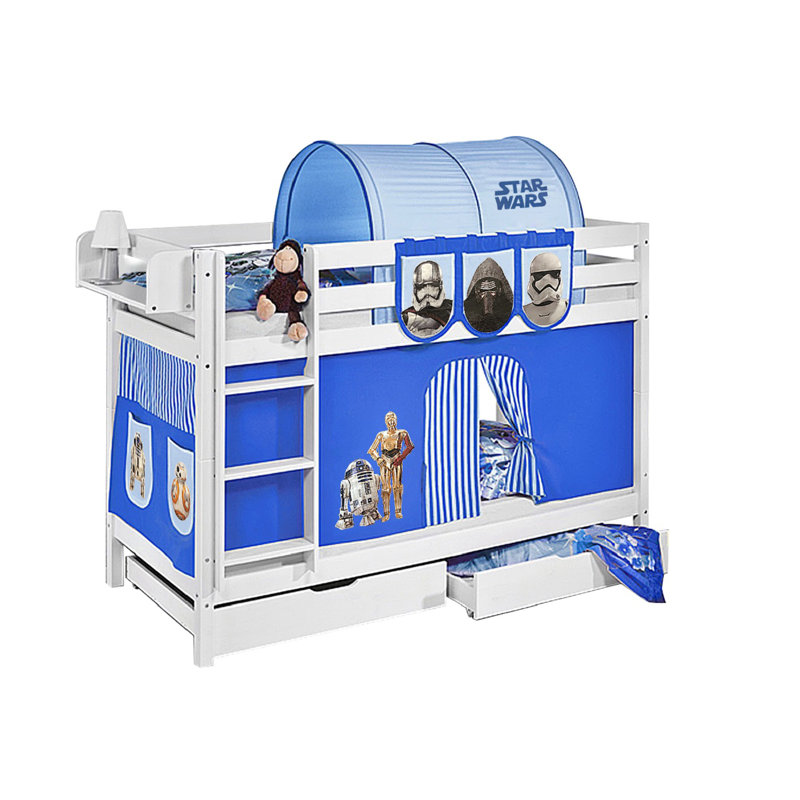 Jelle Kids Bunk Bed, Single (3'), Black, White