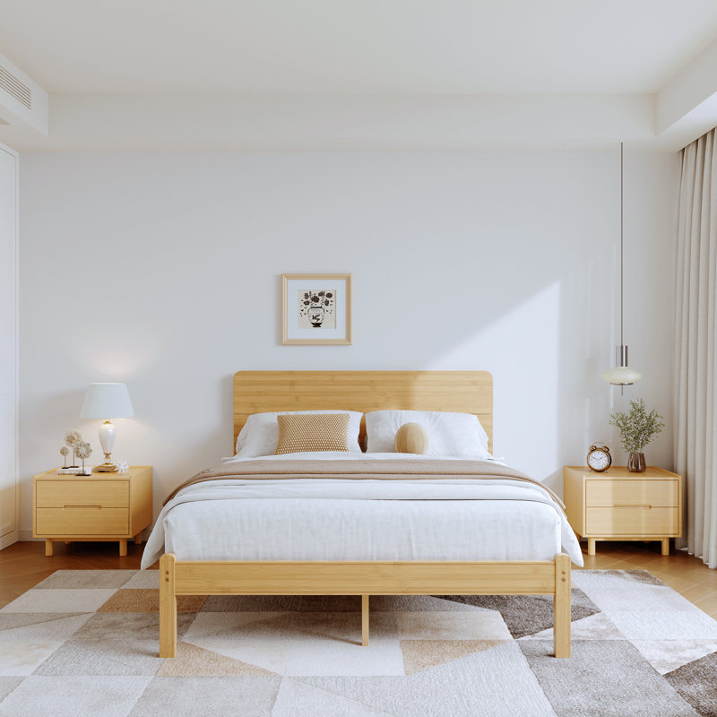 Nori 14" Solid Wood Full Beds with Headboard, Full