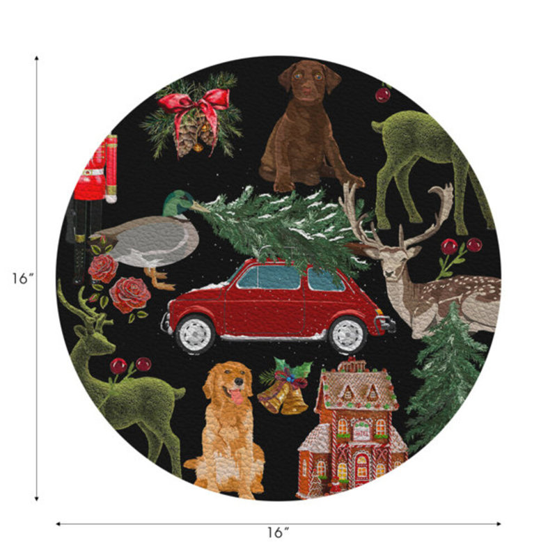Vegan Leather Round Placemats, Black