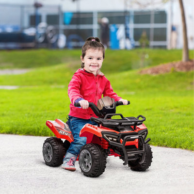 Enfants, véhicule tout-terrain à quatre roues pour véhicule à moteur à 4 roues, moto alimenté par batterie avec musique pendant 18 à 36 mois, rouge