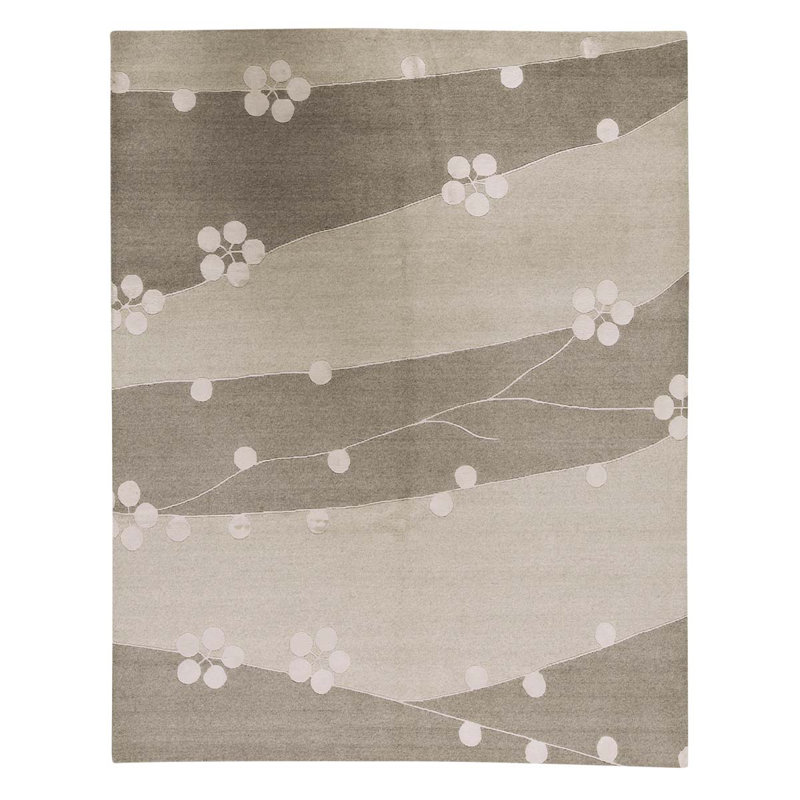 Tapis beige / gris noué à la main de haute qualité